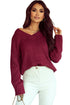 V Neck Drop Shoulder Knitted Sweater